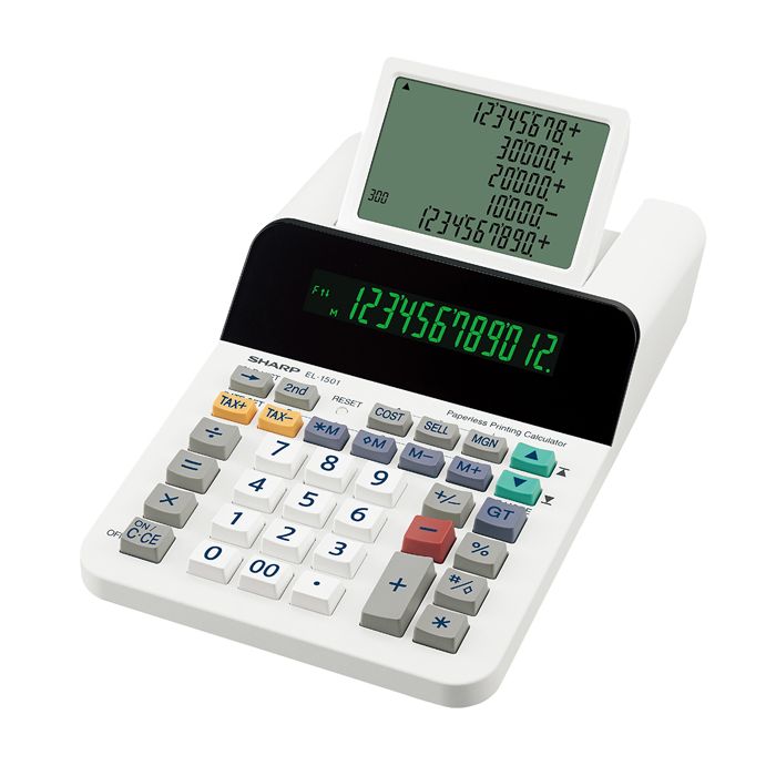 SHARP Calcolatrice scrivente EL 1501 12 cifre display a 12 cifre con uno LCD a 5 righe main product photo