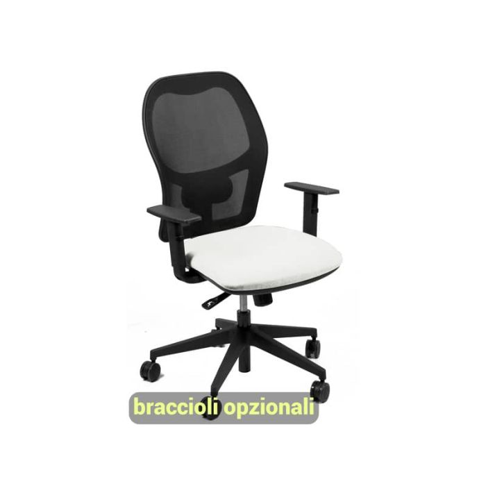 Sedia operativa girevole Unisit Hubble HUHU schienale in rete nero - rivestimento pelle bianco - HUHU/PQ main product photo
