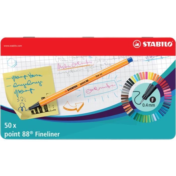 Fineliner Stabilo Point 88 0,4 mm assortiti scatola in metallo da 50 - 8850-6 main product photo