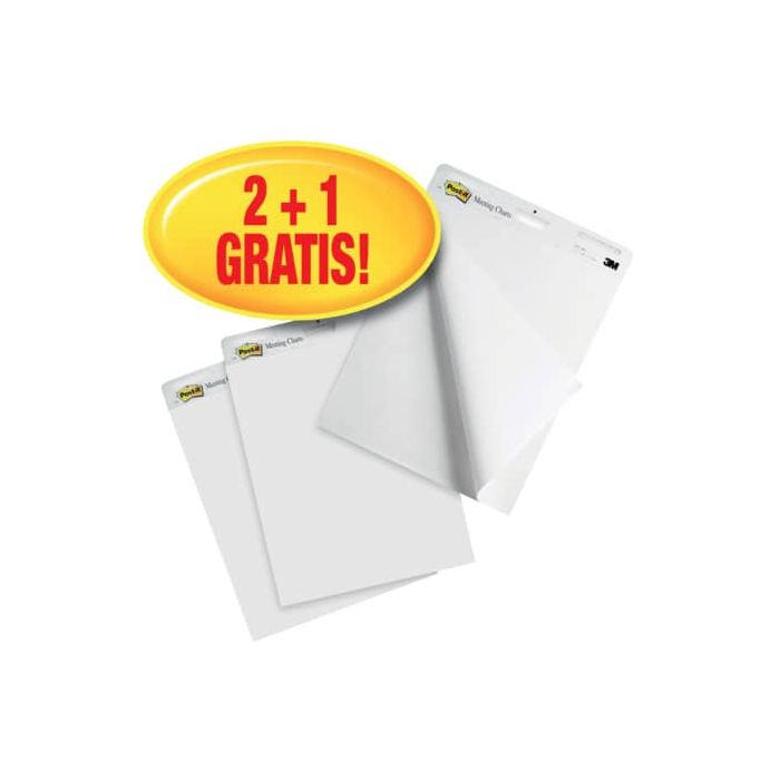 Blocchi lavagna Post-it Meeting Chart bianco 63,5x77,5 cm 30 fogli Promo Pack 2+1 GRATIS - 7000081684 main product photo