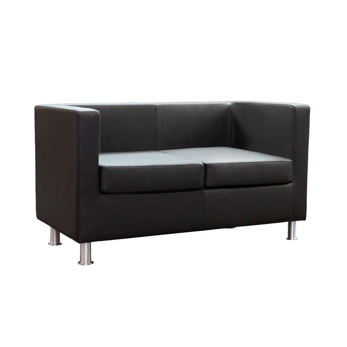 Divano attesa 2 posti Unisit Pragma PR2 schienale fisso - rivestimento tessuto similpelle nero - PR2/KN main product photo