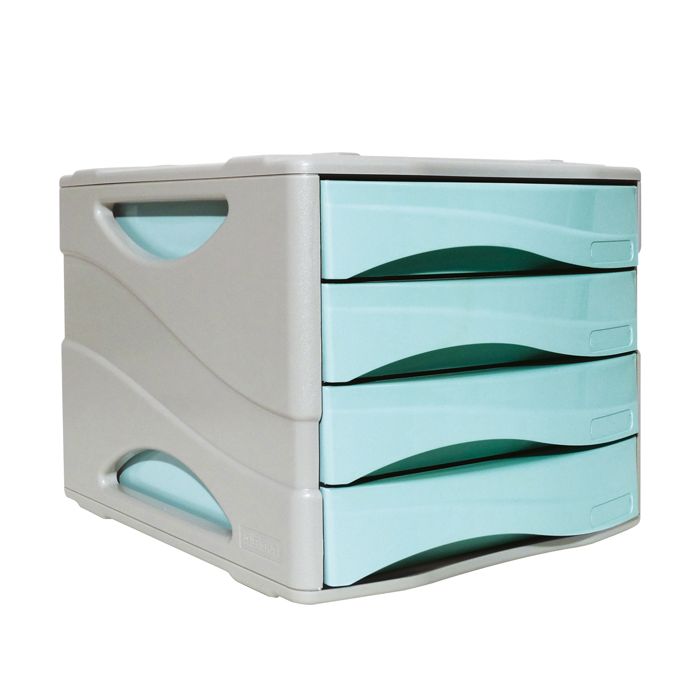Cassettiera 4 cassetti ARDA Keep Colour Pastel polistirolo antiurto grigio/azzurro - 15P4PPASBL main product photo