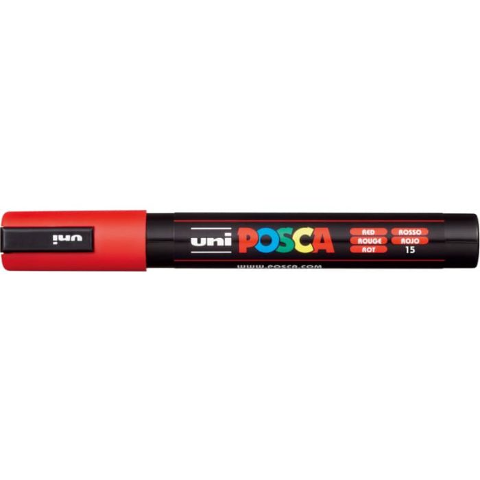 Marcatore a tempera POSCA Uni-Ball punta tonda 1,8-2,5 mm rosso M PC5M R main product photo