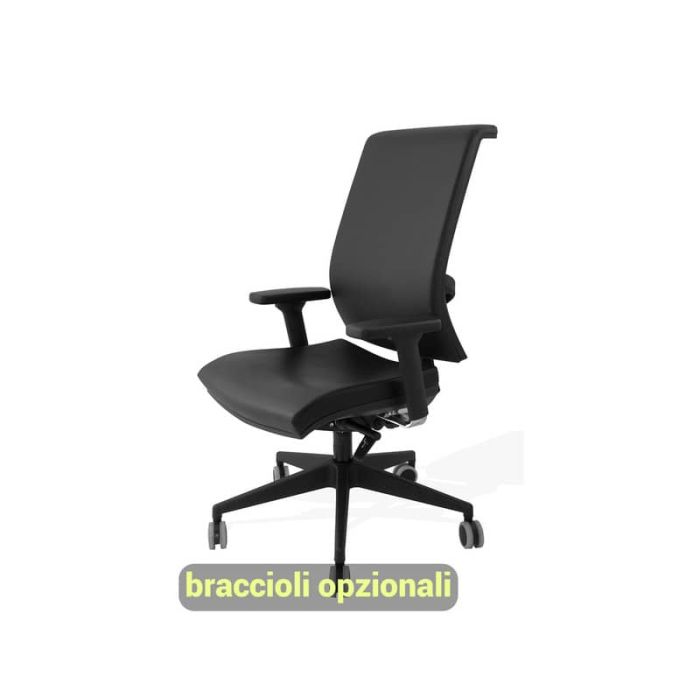 Sedia semidirezionale girevole Unisit Galatea GTJE schienale in rete - rivest. pelle nero - GTJE/PN main product photo