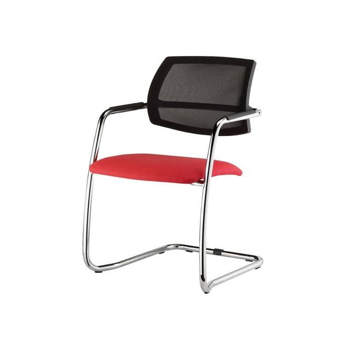 Sedia visitatore con slitta Unisit Lithium LTLTN - schienale in rete nero - rivestimento Eco rosso - LTLTN/ER main product photo
