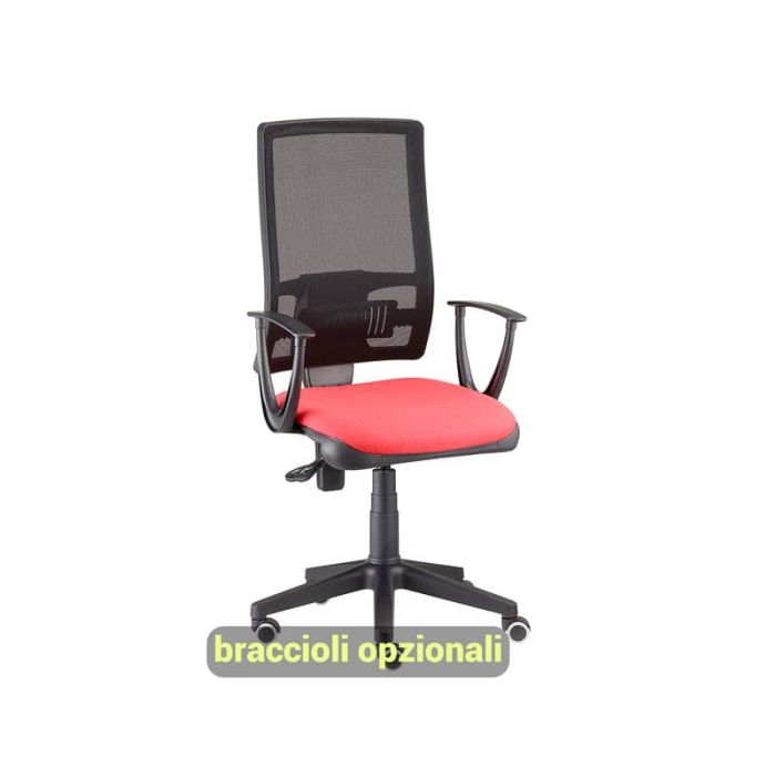 Sedia operativa girevole Unisit Nereide NDA schienele in rete - rivestimento ignifugo rosso - NDA/IR main product photo