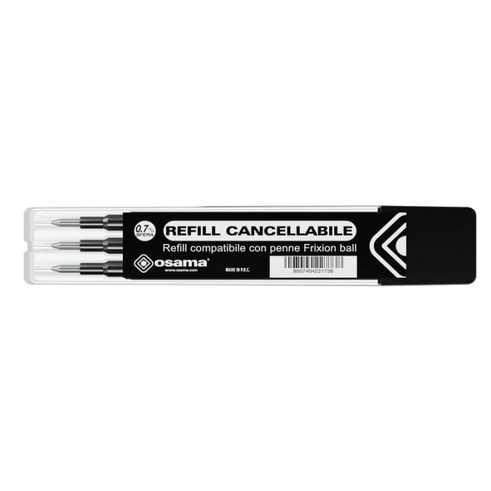 Refill inchiostro gel cancellabile RISCRIVI 0,7 mm nero astuccio da 3 - OW 10136 N main product photo