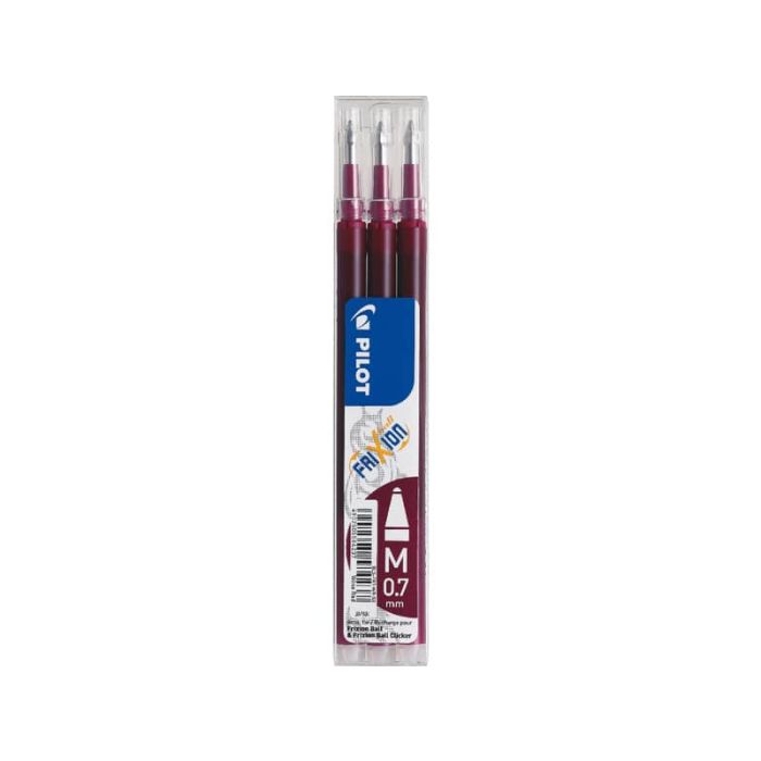 Refill penne a sfera Pilot Frixion Ball e Clicker 0,7 mm rosso vino Set 3 pezzi - 6852 main product photo