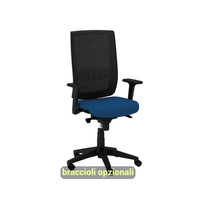 Sedia semidirezionale girevole Unisit Kind KIAN schienale in rete nero - rivestimento ignifugo blu -KIAN/IB main product photo