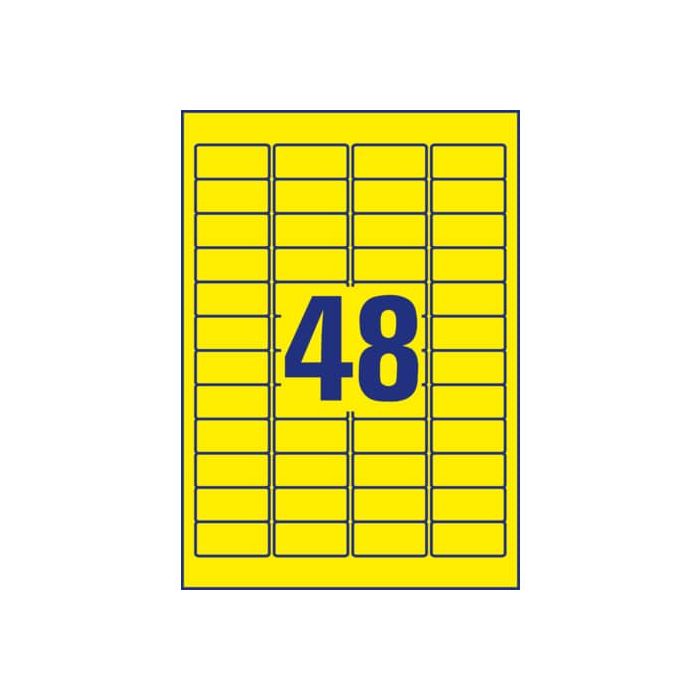 Etichette permanenti in poliestere Avery 45,7x21,2 mm giallo Laser 48 et./foglio Conf. 20 fogli - L6103-20 main product photo