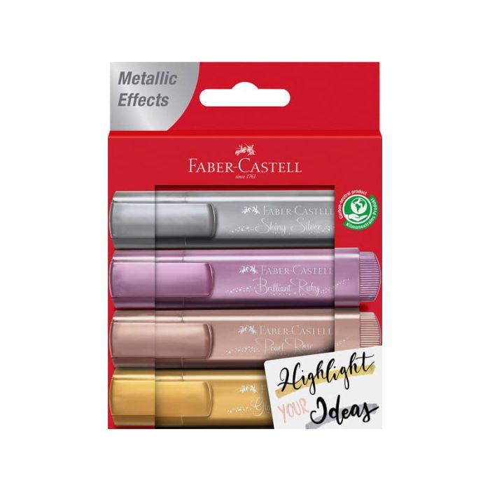 Evidenziatori Textliner 46 tratto 1-2-5 mm Faber-Castell metallic assortiti - conf. 4 pezzi - 154640 main product photo