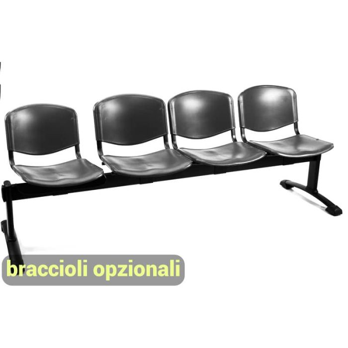 Panca 4 posti attesa Unisit Dado D5P4P - PPL nero D5P4P/NE main product photo