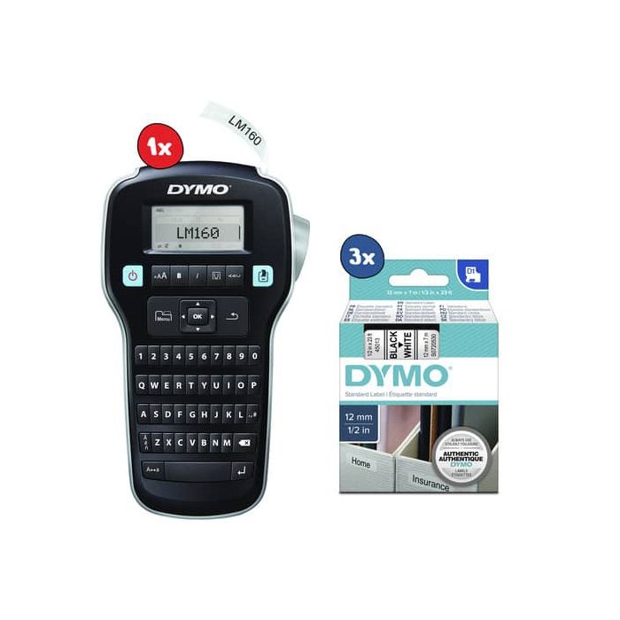 Etichettatrice portatile Dymo Label Manager 160 + 3 nastri D1 12 mm x 7 m nero/bianco - 2142267 main product photo