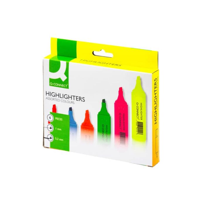 Evidenziatori Q-Connect 1,5-2 mm assortiti astuccio da 6 colori - KF01909 main product photo