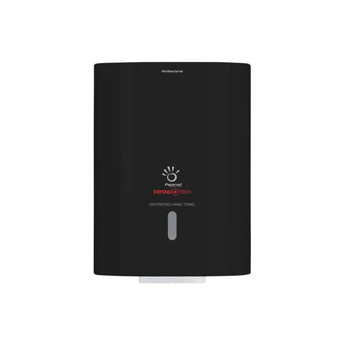 Dispenser Centerfeed per asciugamani antibatterico a sfilo centrale - 30x22,5x22,5 cm Papernet nero - 417208 main product photo