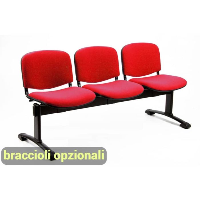 Panca 3 posti attesa Unisit Dado D53P - rivestimento ignifugo rosso D53P/IR main product photo