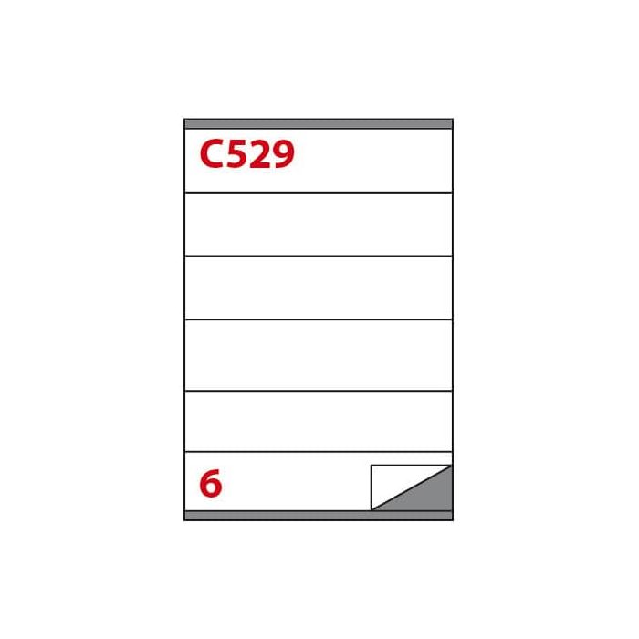 Etichette bianche Copiatabu C529 laser/inkjet - 6 et./foglio - conf. 100 fogli Markin 210x48 mm - X210C529 main product photo