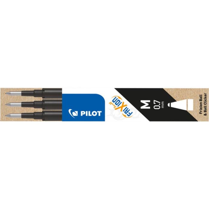 Refill penne a sfera Pilot Frixion Ball e Clicker 0,7 mm nero Set 3 pezzi - 006656 main product photo