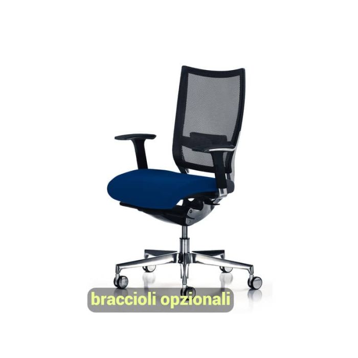 Sedia semidirezionale girevole Unisit Concept COT - schienale in rete - rivestimento fili luce blu - COT/F11 main product photo