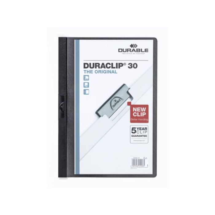 Cartellina con clip Durable DURACLIP A4 - dorso 3 mm - capacità 30 fogli nero - 220001 main product photo