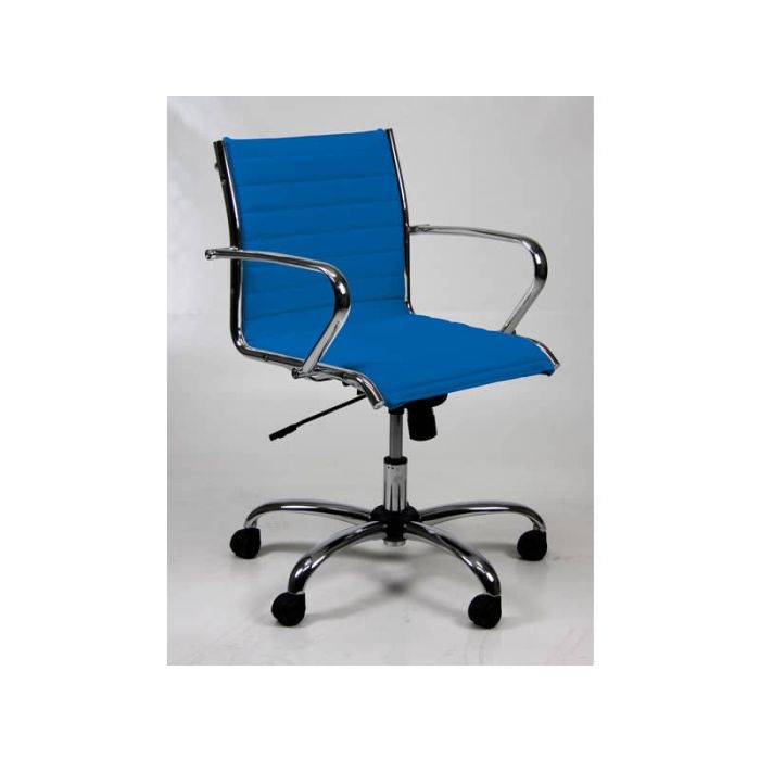 Poltrona direzionale girevole Unisit Pollux New PND schienale basso - rivest. fili di luce blu - con braccioli PND/F11 main product photo