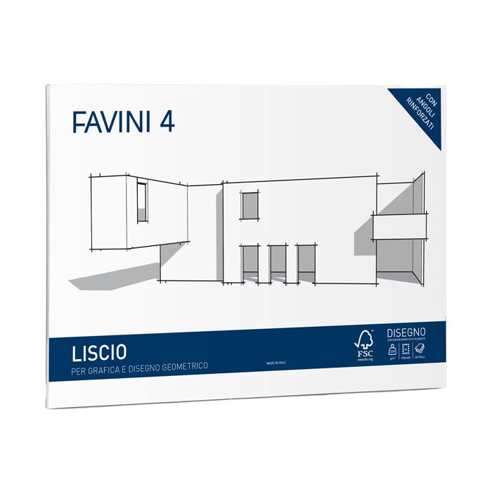 Cartangolo da disegno Favini 4 f.to 33x48 cm 20 fogli da 220 g/m2 liscio neutro - A166503 main product photo