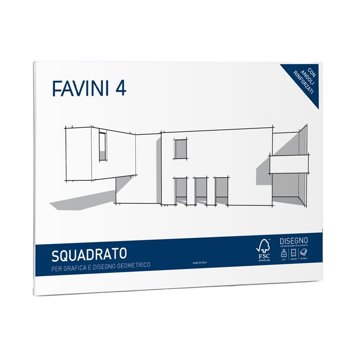 Cartangolo da disegno Favini 4 f.to 33x48 cm 20 fogli da 220 g/m2 liscio squadrato - A167503 main product photo
