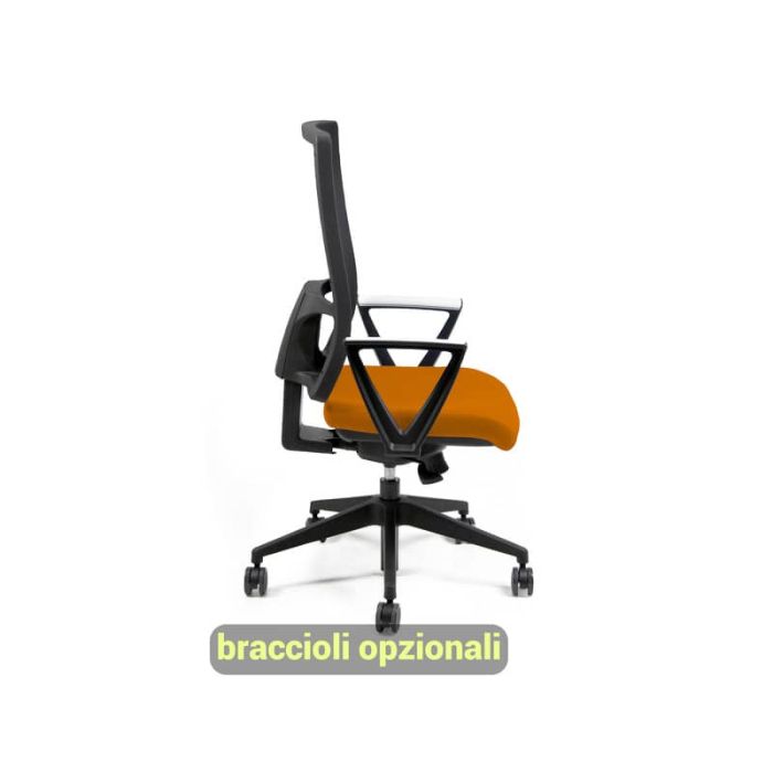 Sedia operativa girevole Unisit Nereide NDAE schienale in rete - rivestimento Eco arancione - NDAE/EA main product photo