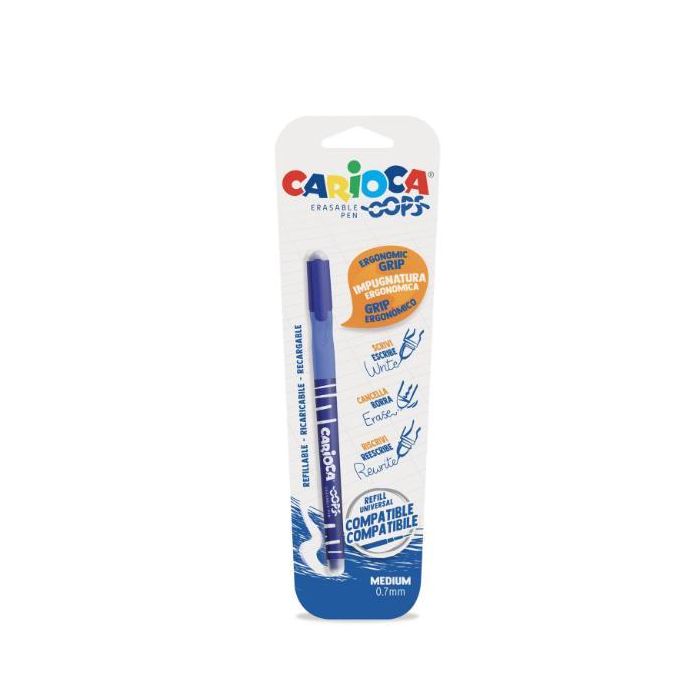 Penne cancellabili Carioca OOPS con inchiostro termosensibile punta M 0,7 mm blu - 43036/02 main product photo