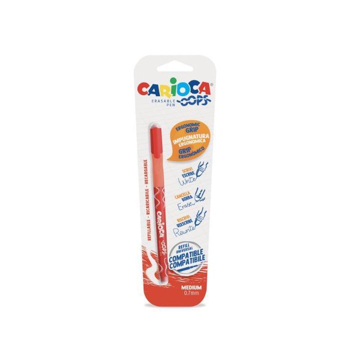 Penne cancellabili Carioca OOPS con inchiostro termosensibile punta M 0,7 mm rosso - 43036/03 main product photo