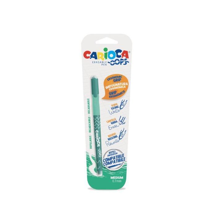 Penne cancellabili Carioca OOPS con inchiostro termosensibile punta M 0,7 mm verde - 43036/04 main product photo