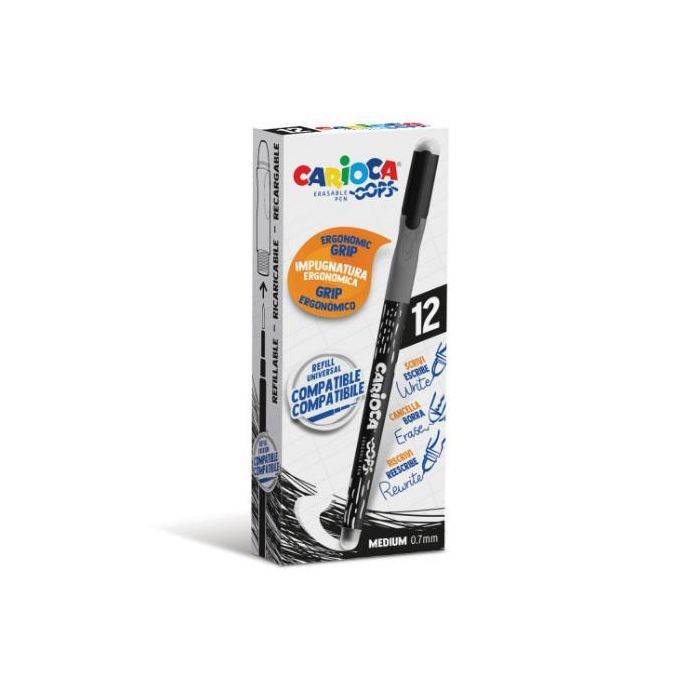 Penne cancellabili Carioca OOPS con inchiostro termosensibile M 0,7 mm conf. da 12 pz nero - 43039/01 main product photo