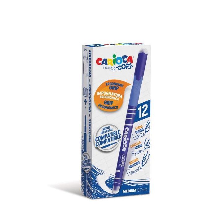 Penne cancellabili Carioca OOPS con inchiostro termosensibile M 0,7 mm conf. da 12 pz blu - 43039/02 main product photo
