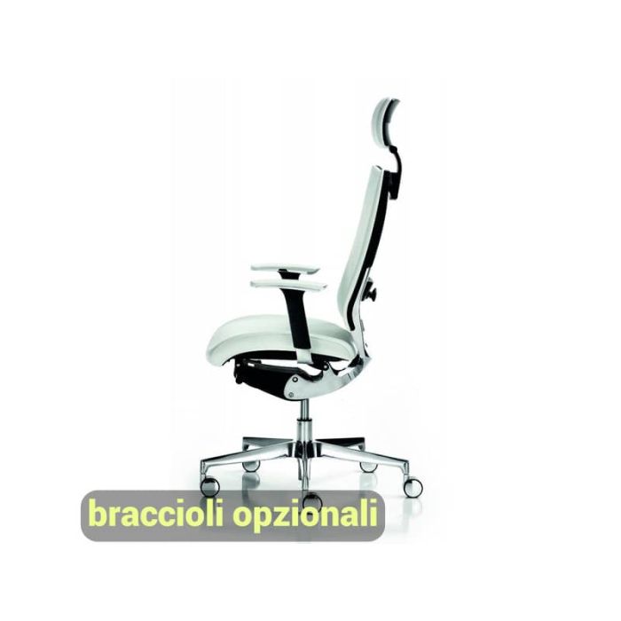 Sedia semidirezionale girevole Unisit Concept COTPG ergonomica con poggiatesta rivestimento similpelle bianco COTPG/KQ main product photo
