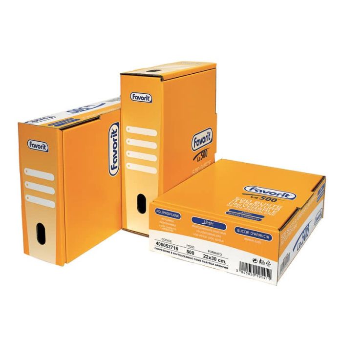 Buste trasp. a foratura universale FAVORIT La500 buccia d'arancia linear 22x30 cm scatola da 500 - 400052718 main product photo