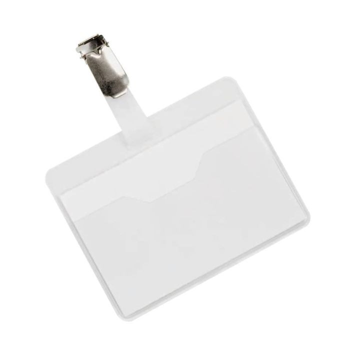 Portabadge Q-Connect plastica 90x60 mm con clip Visitor badge apertura superiore - conf. da 25 - KF01560