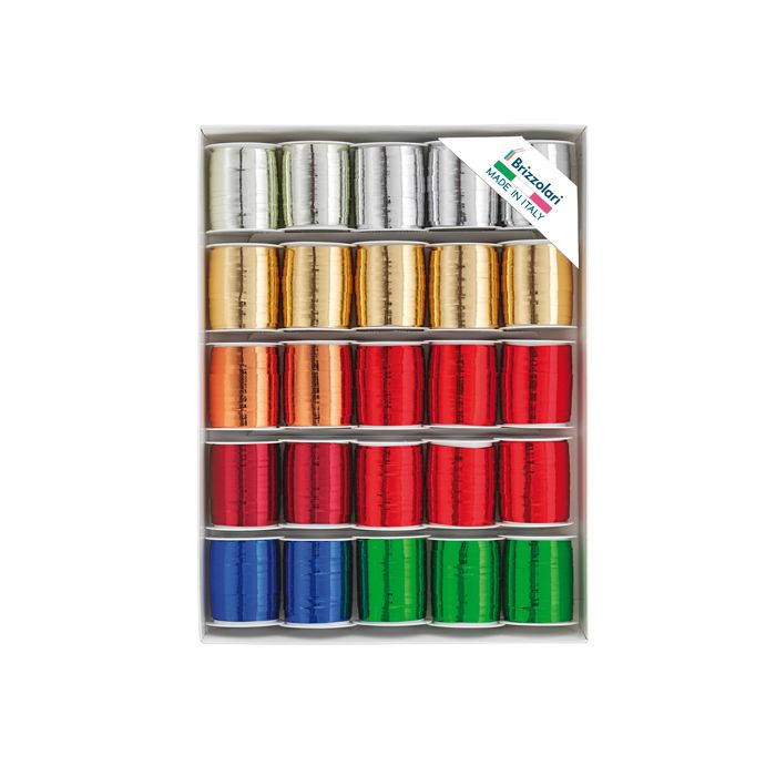 Rocche di nastro 6870 - colori assortiti metal - 10 mm x 10 mt - colori assortiti - Brizzolari - conf. 25 pezzi main product photo