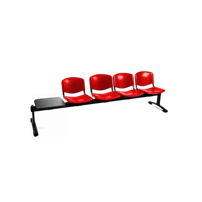 Panca 4 posti attesa Unisit Dado D5P4PT con tavolino - PPL rosso D5P4PT/RO main product photo