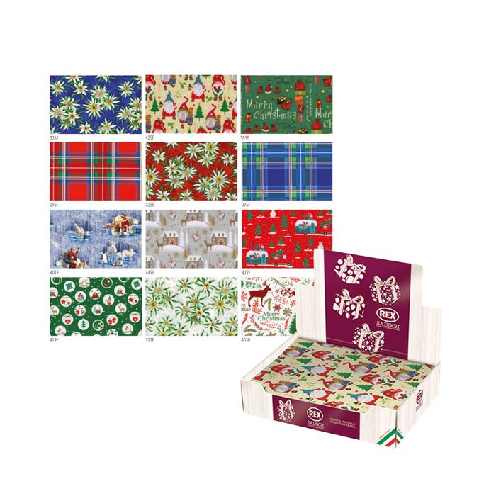 Carta regalo - raso - Country Natale - 70 x 100 cm - Rex Sadoch - scatola 100 fogli main product photo