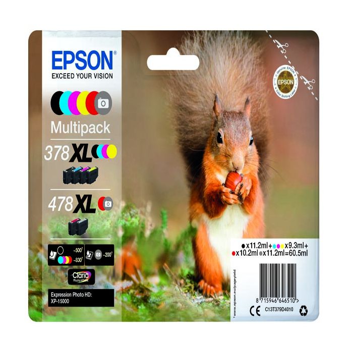 EPSON CONF. 6 CARTUCCE INK MULTIPACK 1 PER COLORE 378XL + 478XL SCOIATTOLO main product photo