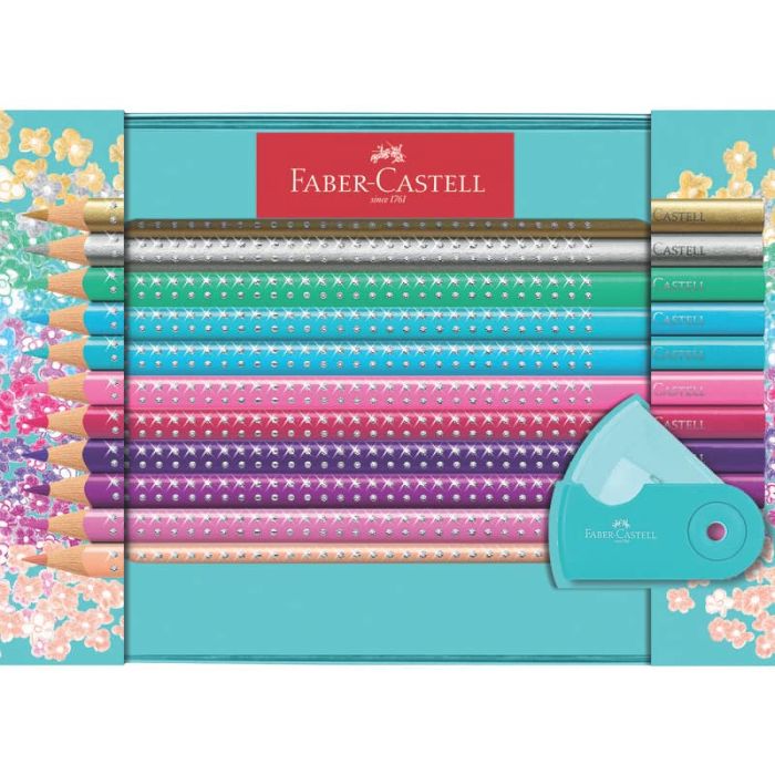 Matite colorate Faber-Castell Sparkle colori assortiti 20 matite + 1 temperino sleeve mini turchese - 201641 main product photo