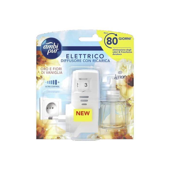 Starter Kit diffusore elettrico più ricarica Ambi Pur Lenor 20 ml Oro e fiori di vaniglia - AH96 main product photo
