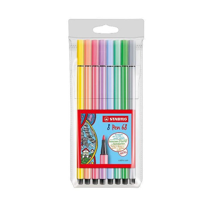 Pennarelli Stabilo Pen 68 tratto 1 mm conf. 8 colori assortiti Pastel EO68/8-01 main product photo