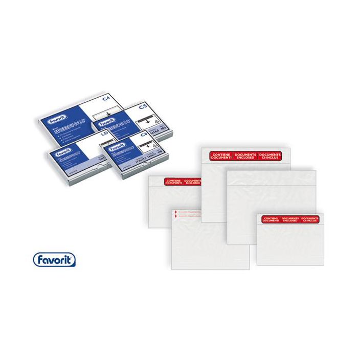 Buste per spedizioni Favorit Speedy Doc C5 - PPL/PE scritta ''contiene documenti'' 24x17,5 cm - conf. 1000 pz - 400089730 main product photo