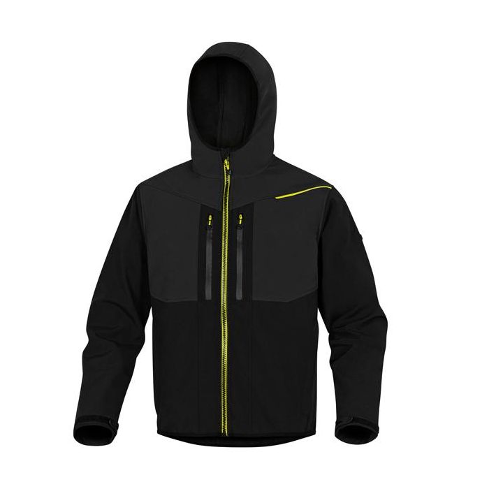Giacca Softshell Horten - tessuto Softshell/poliestere/elastan - con cappuccio - taglia M - nero/giallo - Deltaplus main product photo