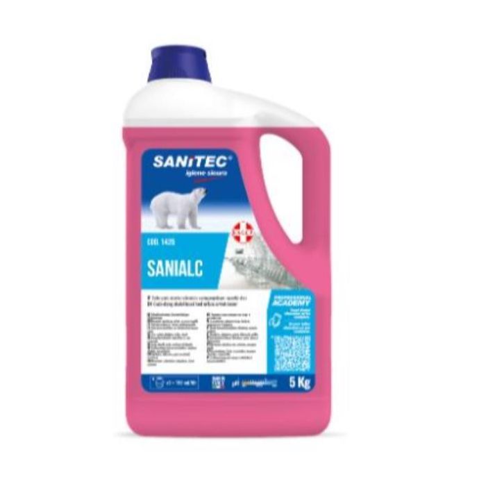 Detergente alcolico solventato asciugarapido Sanitec Sanialc con floralcool e antibatterico - 5 L/5 kg main product photo
