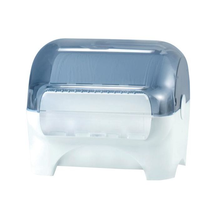 Dispenser carenato da banco Wiperbox per bobine asciugatutto - 34x31,5x36 cm - bianco/azzurro trasparente - Mar Plast main product photo