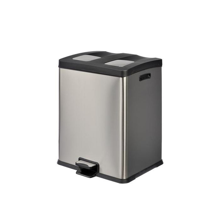 MEDIALINTERNATIONAL Pattumiera a pedale Multiflux - 48x45,9x63,6 cm - 2 secchi da 30 L ciascuno - inox - Medial International main product photo