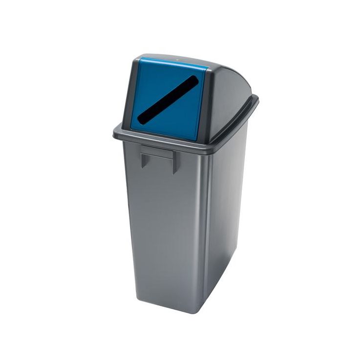 MEDIALINTERNATIONAL Contenitore Office - con feritoia per carta - 33x46x79 cm - 60 L - grigio/blu - Medial International main product photo