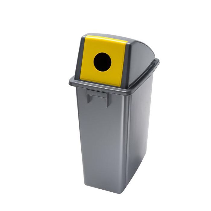 MEDIALINTERNATIONAL Contenitore Office - con foro per bottiglie - 33x46x79 cm - 60 L - grigio/giallo - Medial International main product photo